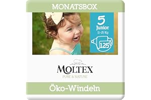 Moltex Pure & Nature Öko Windeln Größe 5 Junior (13-18 kg) Monatsbox - 125 Bio Windeln