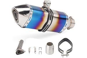 BAISUYA Universal Motorbike Muffler Exhaust 38mm 51mm Diameter Slip on Exhaust Pipe with Silencers 1.5" 2" Inlet With Removable DB Killer For Dirt Bike Street Bike Scooter ATV (Grilled Blue)