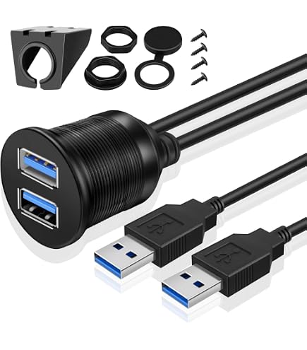 TNP USB Einbaubuchse Kabel – 1m Für Auto, LKW, Boot & Motorrad