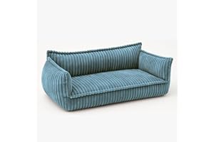 ‎CHILLY PILLEY chilly pilley Kinder-Sofa aus Cord, Gemütliche Kindercouch mit Rippenmuster (blau)
