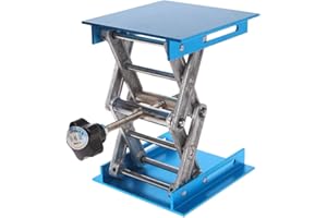 ATuniby Aluminum Router Lift Table Woodworking Engraving Lab Lifting Stand Rack Blue 4"X 4"