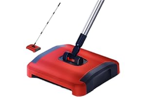 YILILAY Floor Sweeper,Carpet Sweeper Manual 3 Rolling Brushes Floor Sweeper Carpet Brush with Wheels and Large Waste Bin 43inch Detachable Carpet Cleaner for Pet Hair Dust Debris