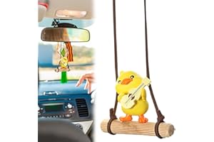 SOLBREZENI Swinging Duck Car Hanging Ornament, Cute Car Accessories, Funny Playing Guitar Duck Pendant Hanging Accessories, Flying Duck Car Interior Hanging Accessories, for Men Women (Yellow)