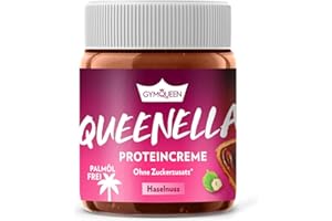 ‎GYMQUEEN GYMQUEEN Queenella 250g Haselnuss, Protein Aufstrich mit 21% Eiweiß, Haselnuss-Creme ohne Zuckerzusatz, Brot-Aufstrich ohne Palmöl mit bestem Whey Protein