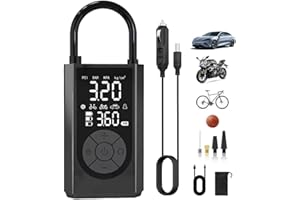 BYANCIEL Tyre Inflator Portable Air Compressor, 8000mAh Battery & 12V DC Dual Power Inflator Air Pump, 150PSI Tyre Inflator with Large LED Display, Tyre Air Pump for Bicycle, Motorcycle, Balls