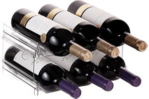 Lifewit Stackable Water Bottle Organiser for Cabinet, Freezer, Pantry - Plastic Bottle Holder Wine Rack for Kitchen Countertop Storage, Cupboard, Office - Pack of 2, Each Rack Holds 3 Containers