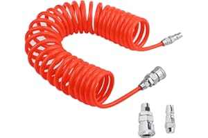 DIVONO Tuyau Compresseur D'Air, Tuyau Air Comprimé,6m Tuyau Compresseur D'Air,Tuyau D'Air À Ressort,Avec Avec Connecteur, Peut Être Utilisé Dans Les Outils Pneumatiques, Le Transfert De Fluide