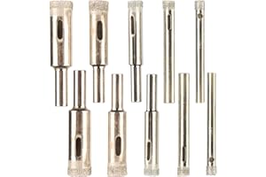 Mesee 10Pcs Punta per Vetro Sega a Tazza Diamantata, Punte di Trapano Rivestito Diamantate, Seghe a Tazza per Vetro per Vetro, Porcellana, Marmo, Ceramica, Piastrelle, Piastrelle Smaltate