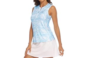 MoFiz Donna Senza Maniche Maglietta Canottiera Camicia Golf Tennis Estiva Traspirante con Cerniera