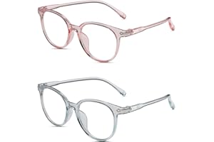 LFCFBH 2PCS Blue Light Glasses, Kids Blue Light Glasses, PC Phone Game Reading for Women Men Kids Teens Eye Protection(Blue, Pink)