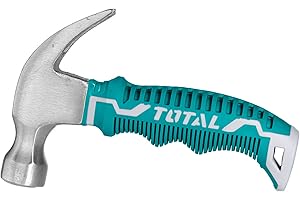 TOTAL - Martillo Mini de Carpintero - Peso de 220 gr - Cabeza de Acero Forjado - Sacaclavos de Pala Curva - Herramienta Carpintería y Ebanistería - Mango de Fibra