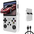 R36S Handheld Game Console, 3.5 inch Retro Handheld Games Consoles IPS Screen Open Source Linux System Built-in 15000+ Classic Games Retro Video Game Console, 64G TF Card（White）