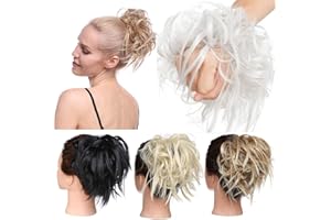 ‎TESS TESS Haarteil Dutt Haargummi mit Haaren Glatt struppige Haarknoten Hochsteckfrisuren günstig Haarverlängerung für Frauen 45g Silbergrau