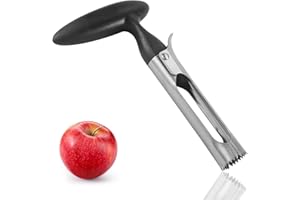 SUZEYEN Apple Corer - Ergonomic Kitchen Tool for Apples, Stainless Steel Pears & Bell Peppers, Serrated Blade, Dishwasher Safe (Black)