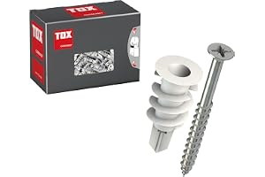 TOX gipsskivbult Spiral 32 + S, bult inkl. skruv, för enkla gipsskivor, ingen förborrning, hög bärkraft upp till 8 kg per fästpunkt, borrspets, 25 stycken, 06819170