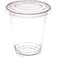 AIOS 50 x Recyclable PET Takeaway Cups with Flat Cross Hatch Lids. for Drinks on The Move. (400ml/14oz)