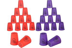 yeesport Sport Stacking Cups, 24pcs Sports Stacking Cups Sport Training Game for Challenge Competition Travel Party Gift for Kids and Adults (Red & Purple)