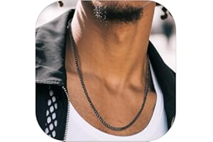 Richsteel Collar Hombre Cadenas Cubanas Acero Inoxidable para Hombres Mujeres Tono Plata/Oro/Negro, 3mm 6mm 9mm 12mm Ancho, 46cm 50cm 55cm 61cm 66cm 71cm 76cm Largos, Incluye Caja de Regalo