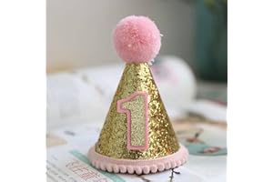 TGUS Dog Birthday Hat, Adjustable Sequin Accessories, Headwear, Birthday Parties, Party Supplies for Pets, Dogs and Cats (Pink 1 Year)