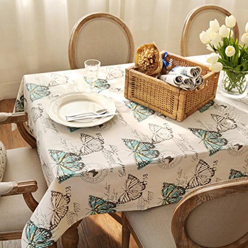 Ethomes Japanese Pastoral Fresh Style Butterfly Tablecloth Rectangular for Dinning/Tea Table Household Appliances Towel Approx 55x78 inch