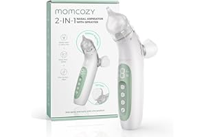 Momcozy BreezyClear™ 2-in-1 Electric Nasal Aspirator for Baby with Spray, 65kPa Hospital-Grade Suction, 4 Adjustable Levels, Quiet & Portable Nose Cleaner with Soothing Light & Music