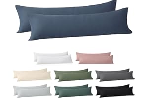 ‎JELLYMONI Jellymoni Cushion Cover 40 x 145 cm Cotton Set of 2 Pillowcases Blue Oeko-Tex Made from 100% Washed Cotton Pillowcase with Hidden Zip Soft 2 Piece Cushion Covers for Cushions 40 x 145 cm