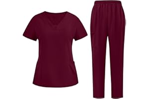 SLXBEAR Scrubs Uniforms Women Set UK Two Piece Outfit Solid Color Lounge Wear Set Workwear Beauty Tunics Womens Tracksuits Nurse Trouser Uniform