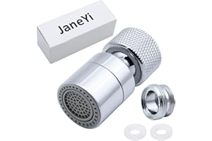 JaneYi 360° Swivel Tap Aerator Water Saving Faucet Brass Adjustable 2 Modes Kitchen Bathroom Faucet Bubbler Filter with Nozzle Adapter - for Taps with M22 External Thread or M24 Internal Thread Nozzle