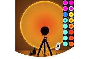 CORATED 16 Farben Sonnenuntergang Lampe, LED Projektor RGB-Lampe mit Stativ und Fernbedienung, 360 ° Drehbares Romantisches Vision-Stimmungslicht, Geeignet für Fotografie, Selfie, Wohnzimmerdekoration