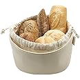 THE CHEF COLLECTION Portapane Excellence, cestino per il pane, 100% cotone e pelle vegana, tessuto morbido al tatto naturale,