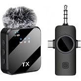 Coverzone Kablosuz Yaka Mikrofonu Tekli Mikrofon iPhone 16 ile Uyumlu TYPE-C/Aux/Lightning Portlu Telefon PC Tablet Video Kay