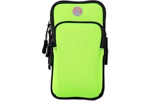 CRSUSUKJ Armband Armtasche, Sportarmband Mit Kopfhörer Tasche Sportarmband Handytasche Sport, Handyhülle Running Armband,Umhängetasche Outdoor Gürteltasche Reisepass Brieftasche mit Kopfhörerloch… (grün)