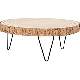 Creative Co-Op Paulownia Metal Ayaklı Kaide, 28 cm, Doğal Ahşap Rengi