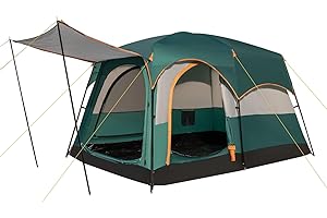 COSTWAY 2-Room Camping Tent, 4-6 Person Spacious Family Tent with Rainfly, PU 3000MM PE Tarp, Mesh Windows and Carry Bag, Waterproof Sun Shelter for Backpacking Hiking