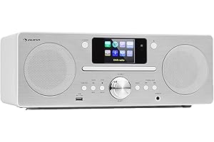 Auna Reproductor de CD Player Dab Portátil, Radio 30W, FM/Dab/Dab+ con Bluetooth + AUX Estéreo, Discman Pantalla TFT, Mando, Reloj Despertador, MP3 y Streaming, Radio CD Casa, Dab Alimentación Cable