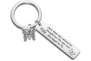 FEELMEM Butterfly Keychain Caterpillar Began to Fly Inspirational Keychain Graduation Gift Best Friend Encouragement Gifts