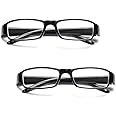 Reading Glasses Readers Value 2 Pack, 2 Pairs Classic Everyday Use Readers Square Reading Glasses Eyeglasses, Rectangular Frame Arm Spring Hinges Scratch Resistant Spectacles for Mens Womens, +4.50
