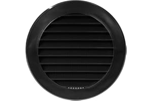 REPA MARKET 4 Inch / 100 mm Vent Cover Black - Round Soffit Vent - Air Vent Louver - Grille Cover - Built-in Fly Screen Mesh - HVAC Ventilation (4'' Inch, Plastic - Black)