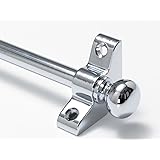 StyleWell Single Curtain Rod Kit In Brushed Nickel With Crystal Square Finials, 36x66 In