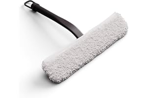 GÜTEWERK Limpiacristales y paño 2 en 1, Limpiador de Cristales de 23 cm, limpiacristales de Ducha Box, Limpieza de Cristales y Ventanas Lavable, limpiacristales Profesional para Ventanas, Limpiador de