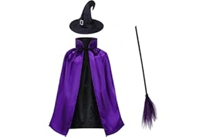 maxToonrain Wizard Costume Set for Kids,Child's Cape with Wizards Hat Halloween Role Playing Fancy Dress for Girls/Boys