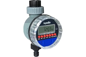 ‎AQUALIN Aqualin Bewässerungsuhr mit Kugelhahn Automatischer Bewässerungscomputer Wasser Zeitschaltuhr Bewässerungssystem für Garten Hof (mit Display) … Blau