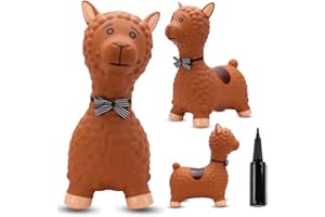 sun baby Animal Sauteur Gonflable, Jouet Enfant 1 an pour l'intérieur et l'extérieur, Design Ergonomique, Pompe Manuelle Incluse (Lama Brune)