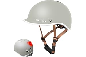 Exclusky Bike Helmet with USB Rechargeable Rear Light, Adult Cycle Helmet for Men Women, Adjustable Urban Commuter Helmet Bicycle Scooter Skateboard Helmet Size 56-61cm