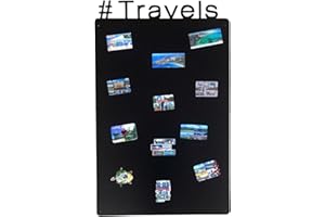 STALFORM Lavagna Magnetica da Parete in Acciaio Nera Travels 80x50 cm, Black Memo-Board, Pannello Magnetico per Calamite, Lavagna da Cucina, Ufficio, Camera dei Bambini