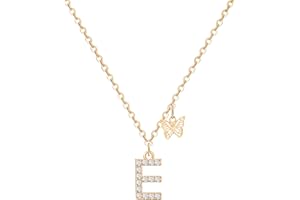 MJARTORIA Initial Necklace A to Z Gold Capital Letter Necklaces with Crystals Butterfly Pendant for Women Girl