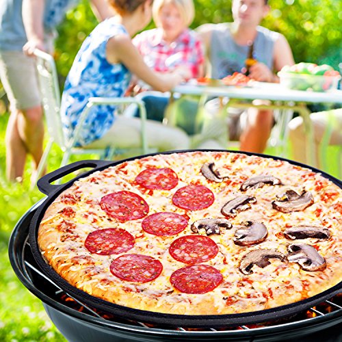 Sandford AMERITALIAN | Pizzastein / Pizza-Pfanne mit Henkel | Gusseisen-Grillpfanne für BBQ-Pizza im US-Style | knusprige Pizzen frisch vom Grill & aus dem Back-Ofen | Pizza italienisch-amerikanisch - 4