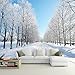 Produktbild NXMRN Wallpaper Tapete Plakat Poster Fototapete Größe 3D Wandbilder Winter Schnee Baum Straße Wohnzimmer TV Hintergrund Malerei Wandverkleidung tapeten Wohnkultur 200cmx140cm