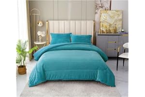 ECOSTAR 1618 Edredón Invierno Sherpa de Microfibra de 600 gr/m² con 1 Funda Almohada, para Cama 90/105cm y 2 fundas para cama 135/150,cm Edredón Nórdico con Borreguito Suave y Cálido (AZUL,180cm*240cm)