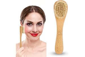 ZJCHAO Gesichtsbürste, Holzgriff Manuelle Gesichtsreinigungsbürste, Naturborsten Peeling Gesichtsbürsten zum Trockenbürsten und Schrubben Geeignet für Männer und Frauen